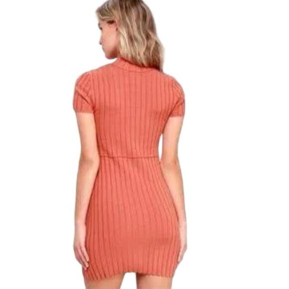 Lottie Ribbed Dress by Free People in Coral XS - Picture 3 of 9